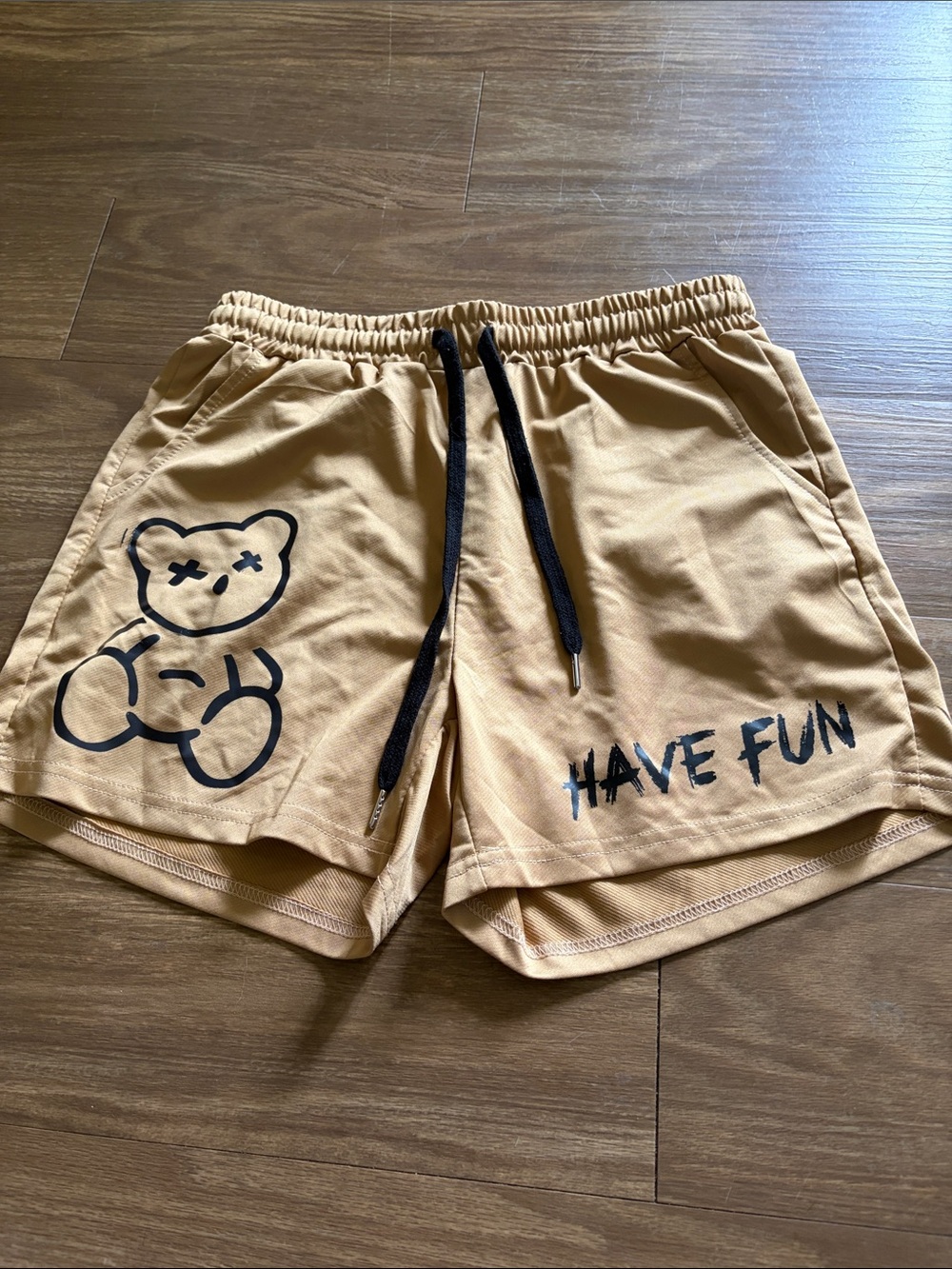 Tan Graphic Men's Casual Drawstring Shorts